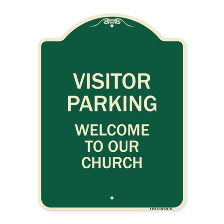 Signmission Visitor Parking Welcome to Our Church Heavy-Gauge Aluminum Sign, 24" x 18", G-1824-22723 A-DES-G-1824-22723